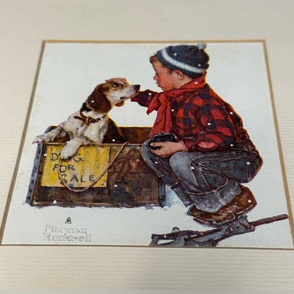 Two Vintage Norman Rockwell Boy with Dog Matted Prints (Free Gift?) - Picture 2 of 10